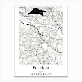 Fujiidera,Japan Minimalist Map Canvas Print