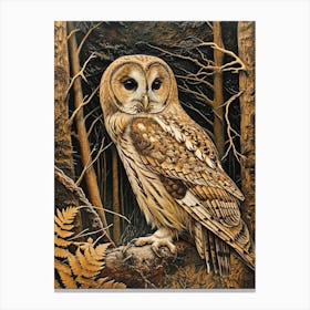 Oriental Bay Owl Relief Illustration 2 Canvas Print