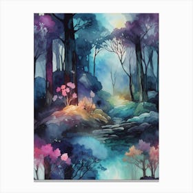 Watercolor Of A Forest Canvas Print