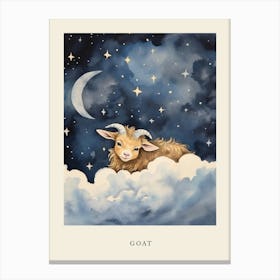 Baby Goat 1 Sleeping In The Clouds Nursery Poster Canvas Print