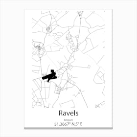 Ravels,Belgium Minimalist Map Canvas Print