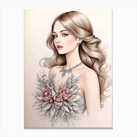 Beautiful Woman With Flowers Canvas Print