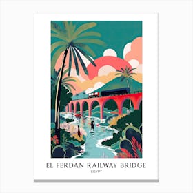 El Ferdan Railway Bridge Egypt Colourful 2 Travel Poster Canvas Print