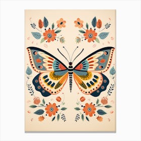 Butterfly With Flowers 1 Canvas Print