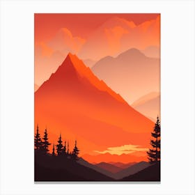 Misty Mountains Vertical Composition In Orange Tone 325 Canvas Print