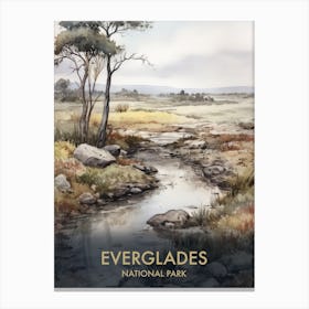 Everglades National Park Watercolour Vintage Travel Poster 3 Canvas Print