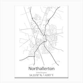 Northallerton,United Kingdom Minimalist Map Canvas Print