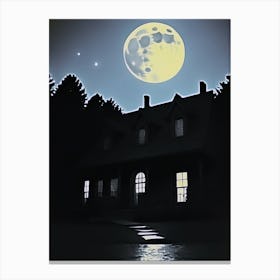 Full Moon Over Haunting House Canvas Print