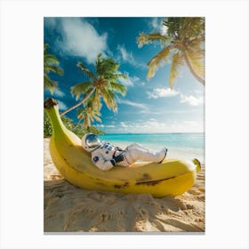 Astronaut Laying On A Banana Canvas Print