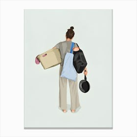 Woman Carrying A Bag Canvas Print