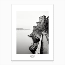 Poster Of Lerici, Italy, Black And White Photo 1 Canvas Print