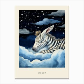 Baby Zebra Sleeping In The Clouds Nursery Poster Canvas Print