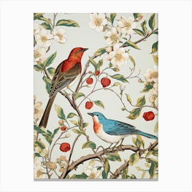 Birds In A Cherry Tree Canvas Print