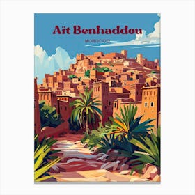 Ait Benhaddou Morocco Earthen Clay Art Illustration Canvas Print