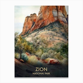 Zion National Park Vintage Travel Poster 5 Canvas Print