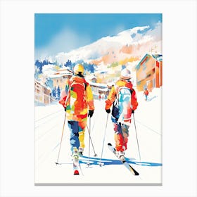 Jackson Hole Mountain Resort   Wyoming Usa, Ski Resort Illustration 0 Canvas Print