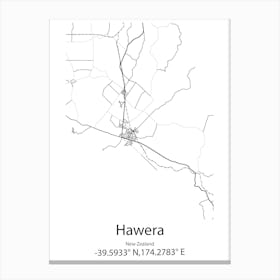 Hawera,New Zealand Minimalist Map Canvas Print