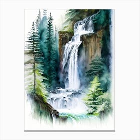 Silver Falls State Park Waterfall, United States Water Colour  (1) Canvas Print