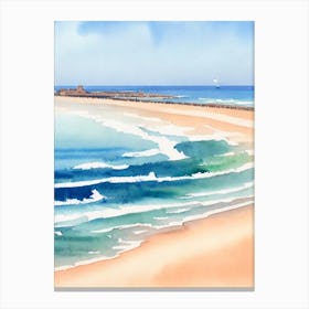 Praia Da Rocha, Algarve 2, Portugal Watercolour Canvas Print