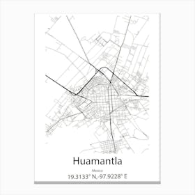 Huamantla,Mexico Minimalist Map Canvas Print