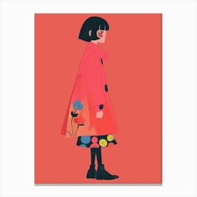 Girl In Red Coat Canvas Print