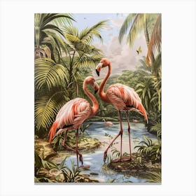 Greater Flamingo Southern Europe Spain Tropical Illustration 4 Canvas Print