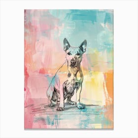 Bull Terrier Dog Pastel Line Watercolour Illustration  1 Canvas Print