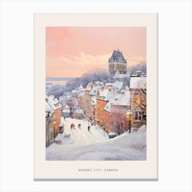 Dreamy Winter Painting Poster Quebec City Canada 3 Canvas Print