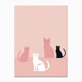 Cute Cats On A Pink Background Canvas Print