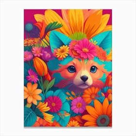 Dreamshaper V7 Flower Animal Mix Illustration Mix Color Brigh 2 Canvas Print