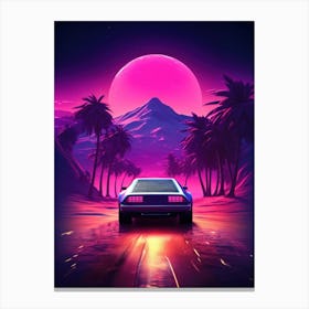 Vaporwave Retro Car Landscape Canvas Print