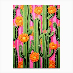 Mexican Style Cactus Illustration Ladyfinger Cactus 4 Canvas Print