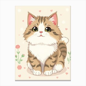 Japanese-Art Norwegian Forest Cat Canvas Print