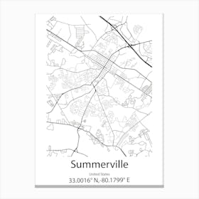 Summerville,United States Minimalist Map Lienzo