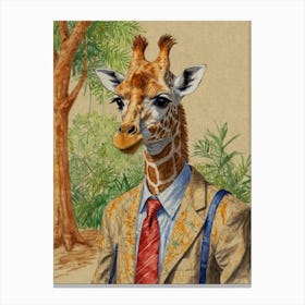 Giraffe In Suit 6 Canvas Print