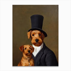 Welsh Terrier Renaissance Portrait Oil Painting Canvas Print