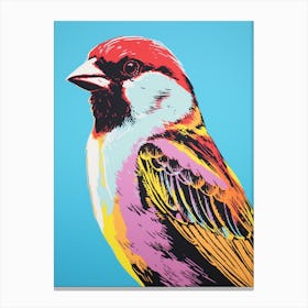 Andy Warhol Style Bird House Sparrow 1 Canvas Print