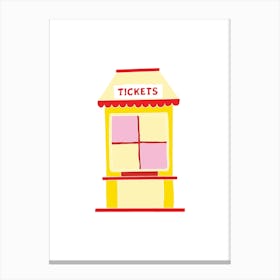 Battenberg Ticket Booth, Fun Circus Animal, Cake, Biscuit, Sweet Treat Print, Portrait Canvas Print