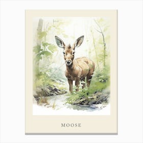 Beatrix Potter Inspired  Animal Watercolour Moose 2 Canvas Print