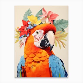 Bird With A Flower Crown Macaw 1 Canvas Print