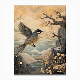 Cedar Waxwing 2 Gold Detail Painting Canvas Print