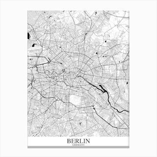 Berlin White Black Canvas Print