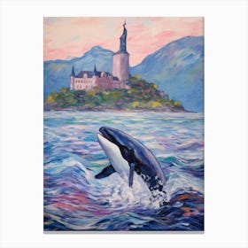 Whale And A Castle Abstract Impasto Canvas Print