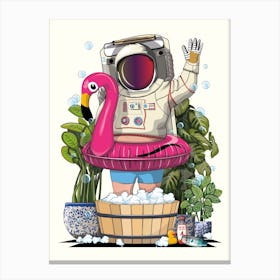 Astronaut In Foot Spa, in Bathroom Canvas Print