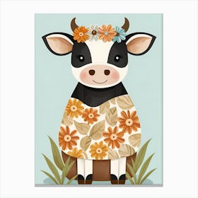 Floral Cute Baby Cow Nursery (32) Canvas Print