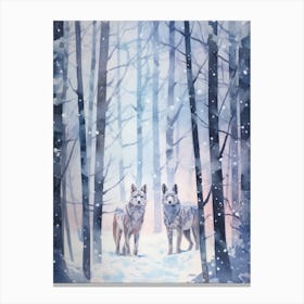 Winter Watercolour Lynx 3 Canvas Print