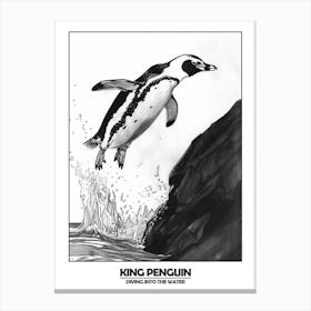 Penguin Diving Into The Water Poster 8 Canvas Print