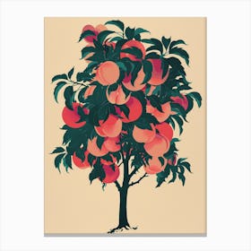 Peach Tree Colourful Illustration 4 Canvas Print
