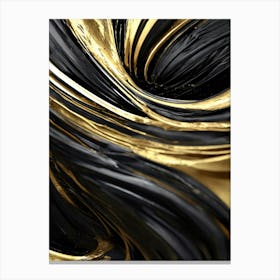 Abstract Gold And Black Swirls Canvas Print