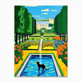 Versailles Gardens France, Cats Pop Art Style 1 Canvas Print